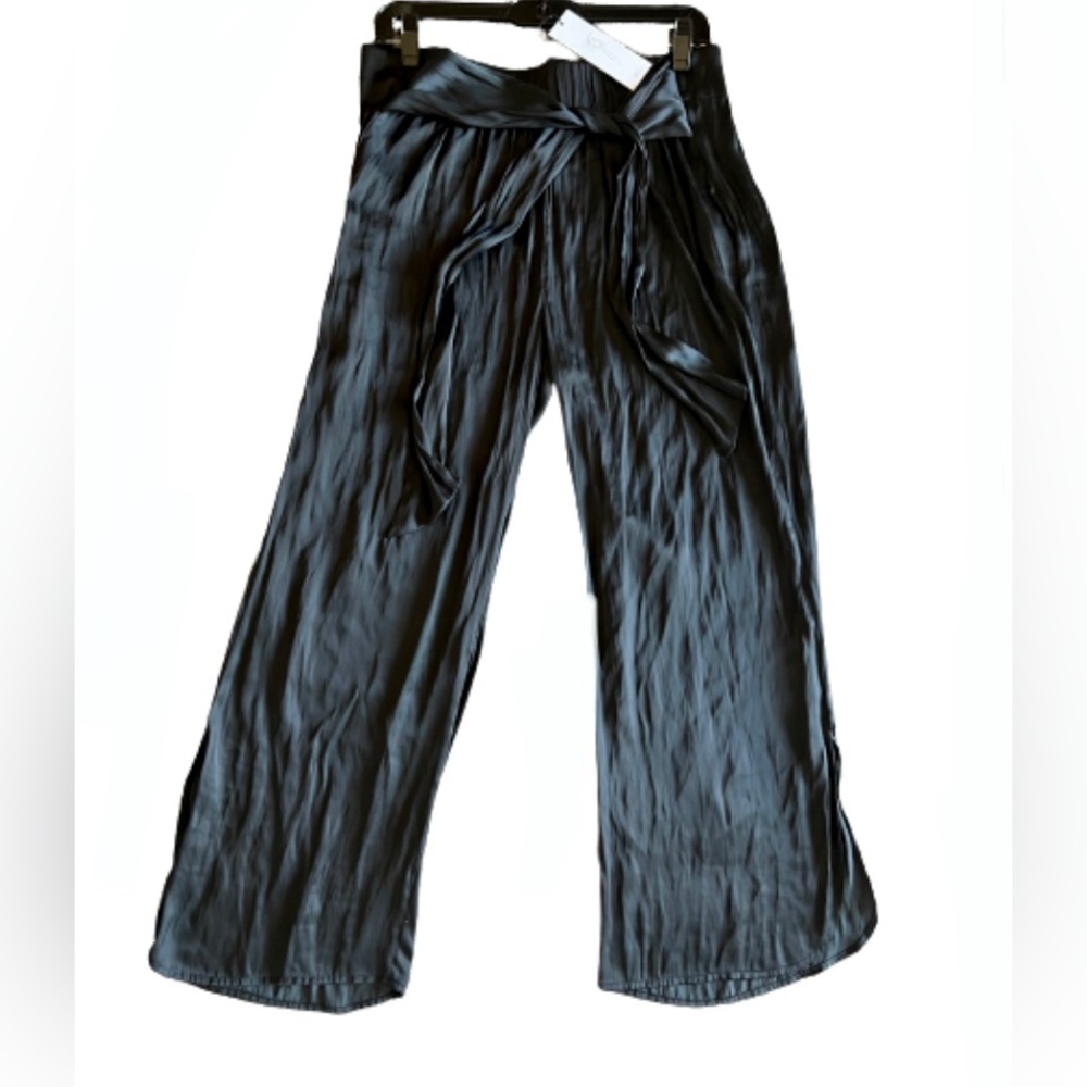 Maria Cornejo Stretch silk charmeuse tie front pant with an elastic banded waist